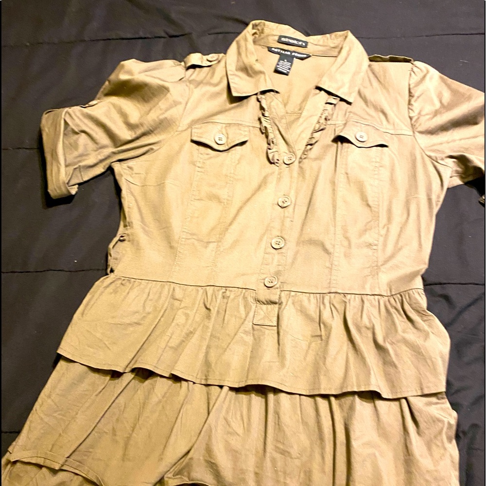 Olive green shirt dress
